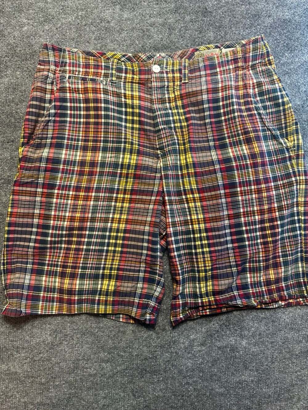 Ralph Lauren Authentic India Madras Plaid Shorts Size 33 Preppy Vintage Golf